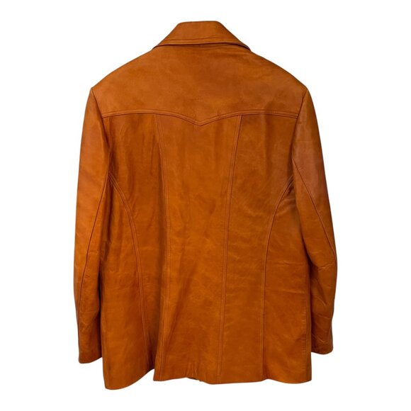 1970s True Vintage Californian Mens/Unisex Leather Jacket Size 42 Retro Western - Picture 2 of 12